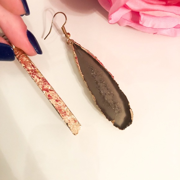 Francesca’s Gold Plated Gray Faux Stone Earrings - Picture 3 of 6